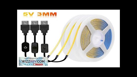 5V 3mm PCB COB LED Strip USB Light with Switch Dimmer Remote Review