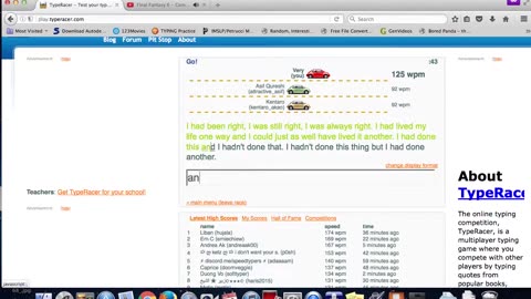 Making the Top 10 Leaderboard in Typeracer