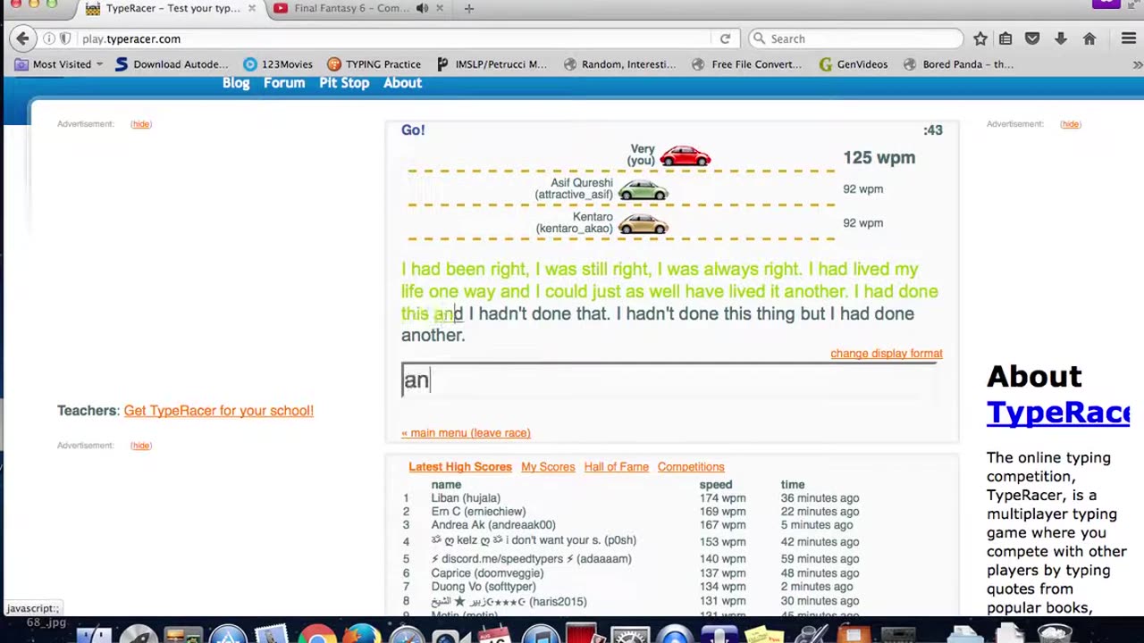 Making the Top 10 Leaderboard in Typeracer