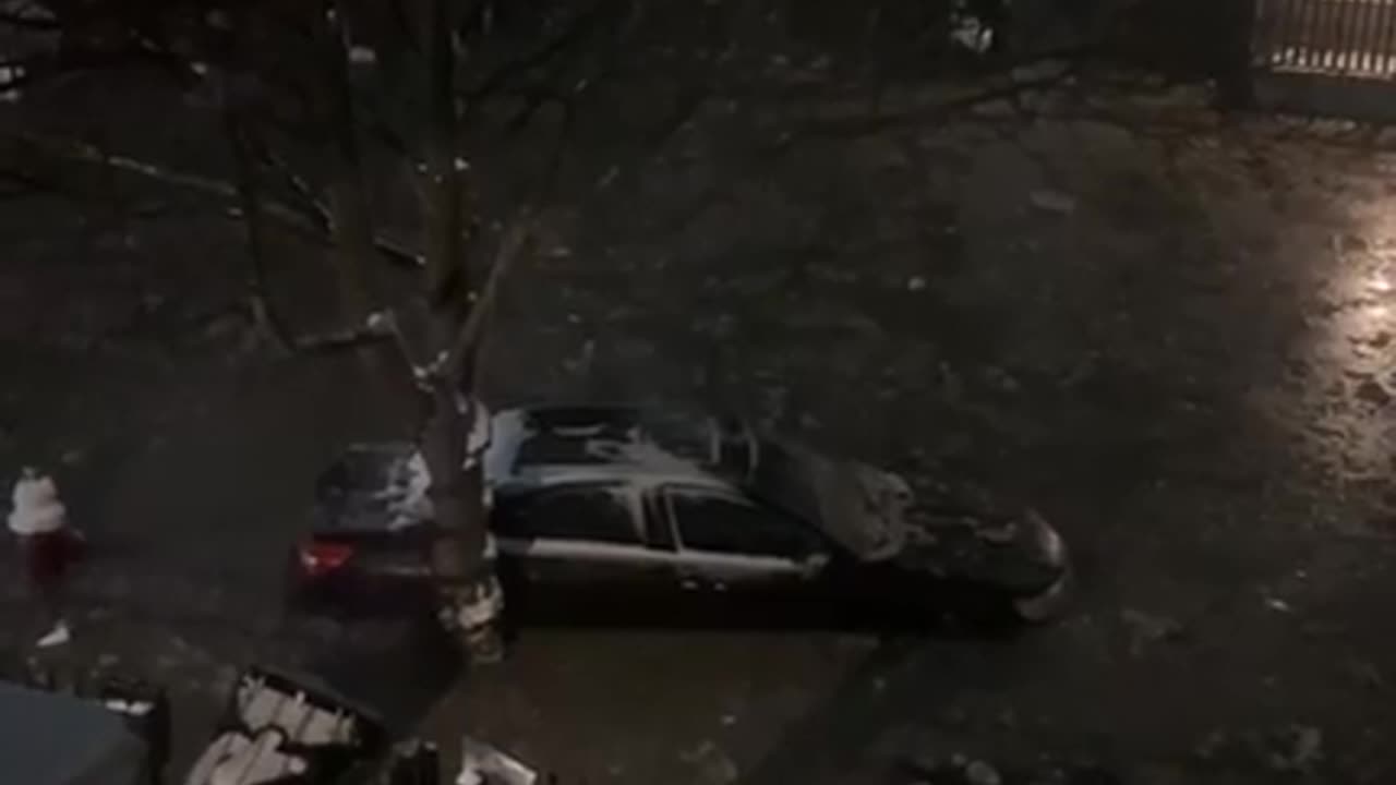 Freezing Floodwater In Detroit