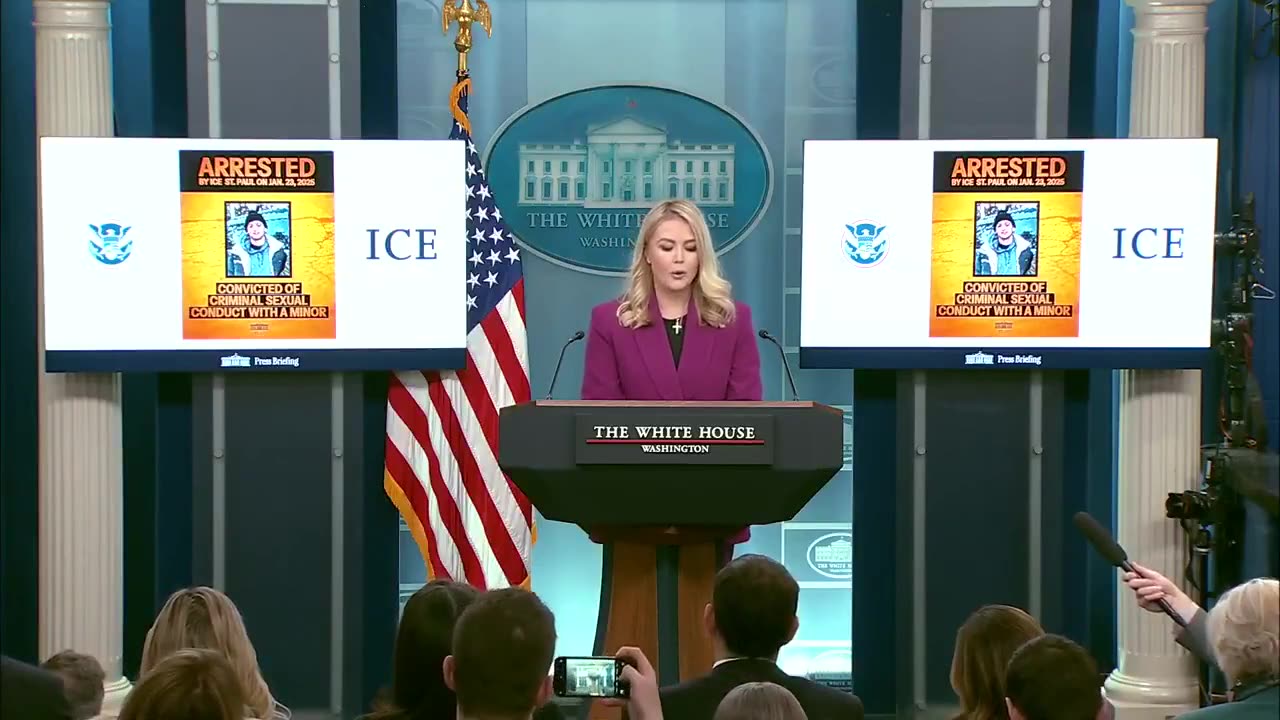 White House press secretary Karoline Leavitt highlights arrests made during first week