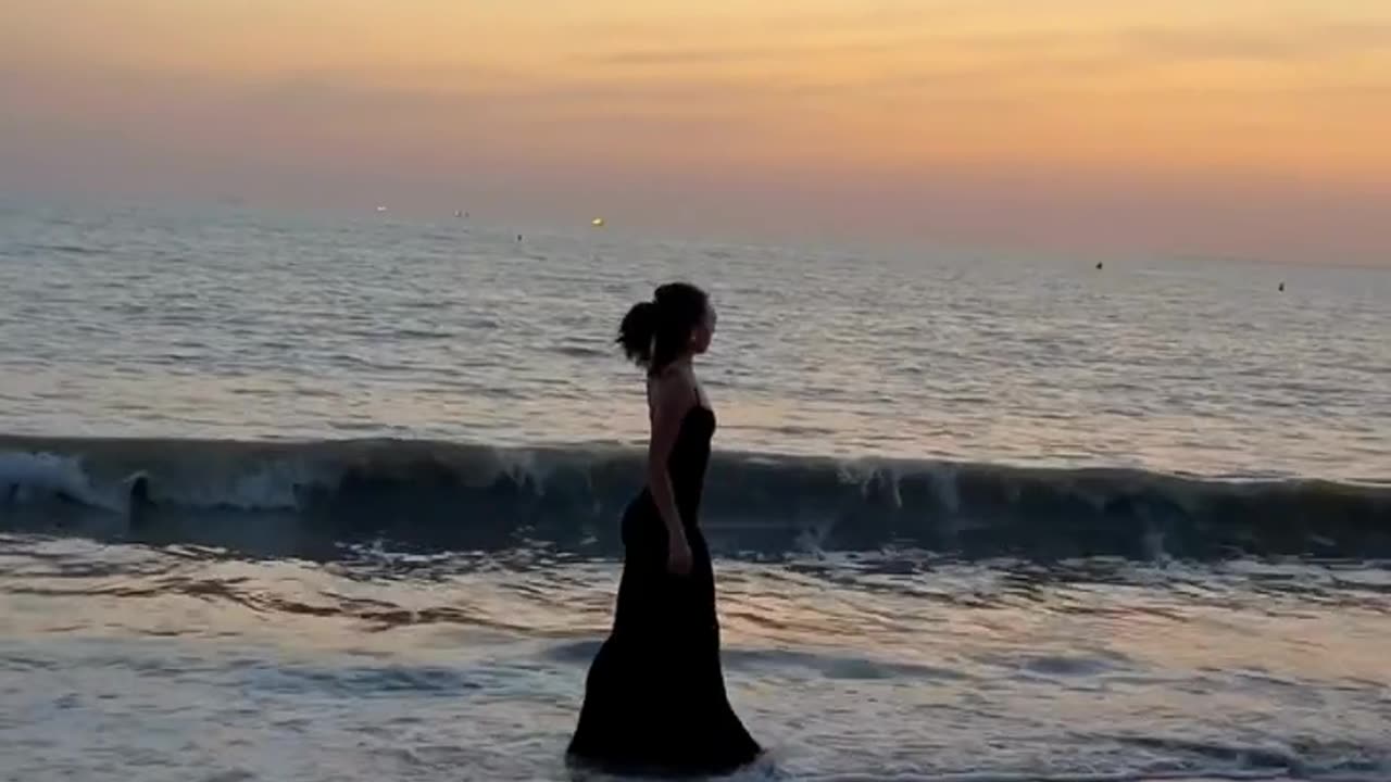 Relaxing Walk Along The Seashore