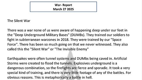 WAR REPORT - MARCH 27 2025 - THE SILENT WAR