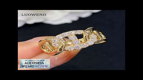 LUOWEND 18K Yellow Gold Rings Luxury Real Natural Diamond Rings Vintage Wide Review