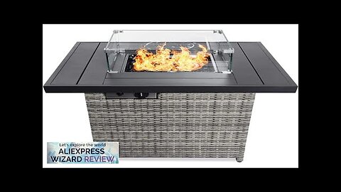 32in Fire Pit Table 50000 BTU Outdoor Wicker Patio Propane Gas W/Glass Review