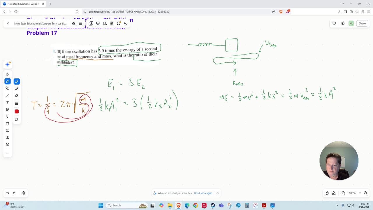 Determining the Ratio of Amplitudes Given the Ratio of Energies in Two Oscillators