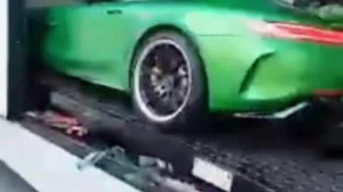 Green Luxury Car Secured! 🚗💚 | Enclosed Car Shipping