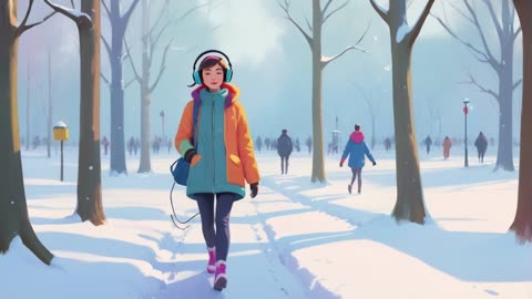 Joyful walk in the snow lofi, relaxing and peaceful lofi music, snowy walk lofi (rela/study)