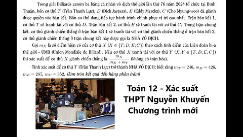 THPT Nguyễn Khuyến: Trong giải Billiards carom ba băng cá nhân vô địch thế giới lần thứ 76 năm 2024