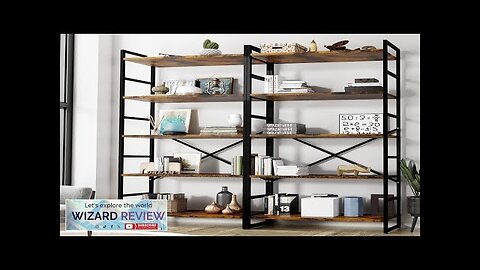 Shintenchi 2 Pieces 5 Tiers Bookshelf Classically Tall Bookcase Shelf Industrial Book Review