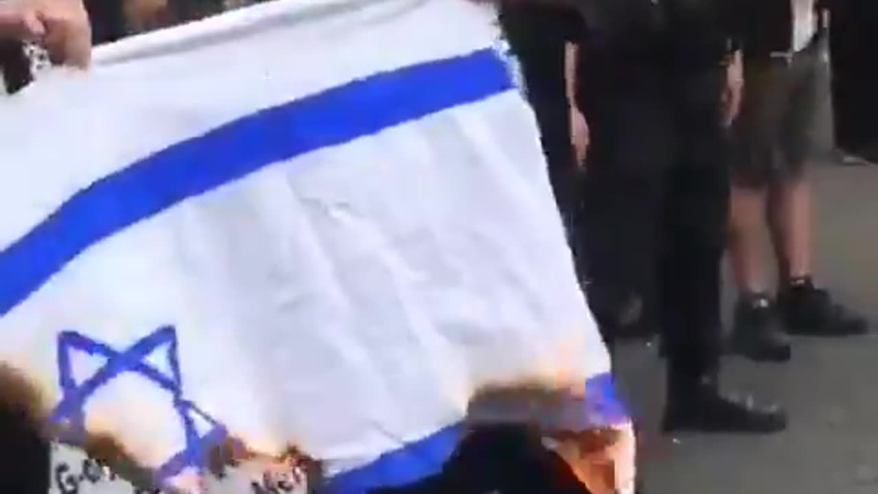 Anti-Zionist British Jewish rabbis are burning the flag of the murderous and genocidal...