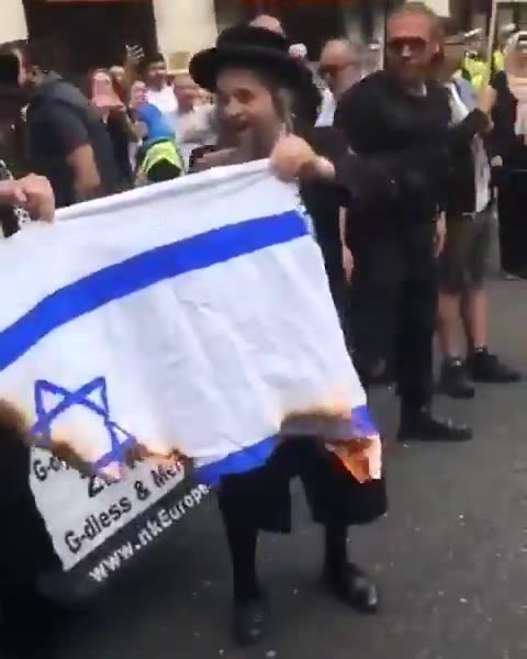 Anti-Zionist British Jewish rabbis are burning the flag of the murderous and genocidal...