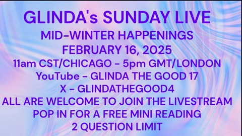 SUNDAY LIVE STREAM REMINDER - FEBRUARY 16, 2025