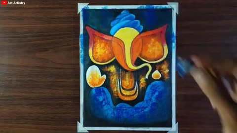 GANESHA - Easy Oil Pastels Drawing for beginners _ Acrylic Abstract Art _ Painting Demonstration