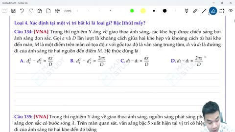 Bài 0213 Các kĩ thuật giải toán giao thoa ánh sáng ts6 Dạng 2 Loại 4, 5, 6 68 Phút