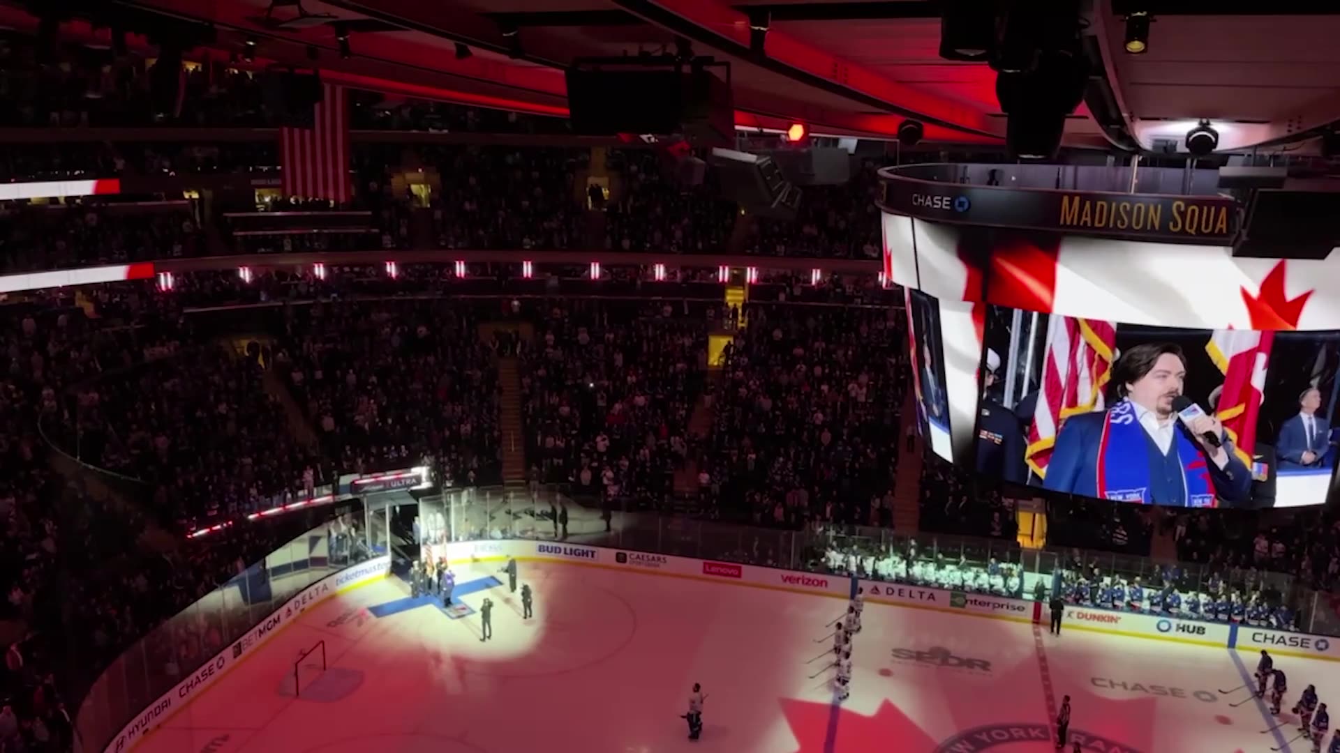 Rangers fans continue the booing of the Canadian National Anthem