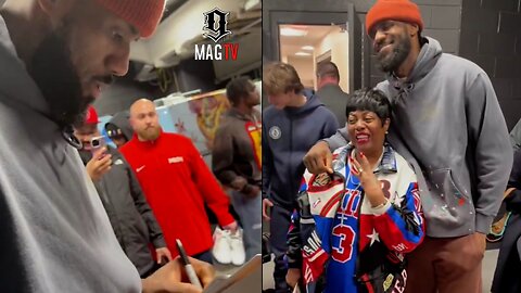 Lebron Humbles Himself While Signing Pictures For Allen Iverson's Mom Ann! 🙏🏾