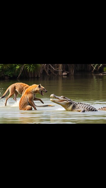 Hyena and crocodile war