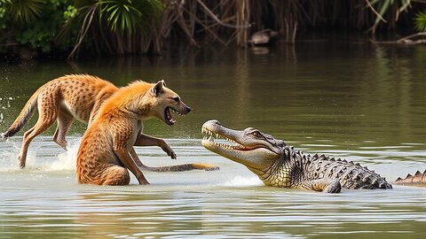 Hyena and crocodile war