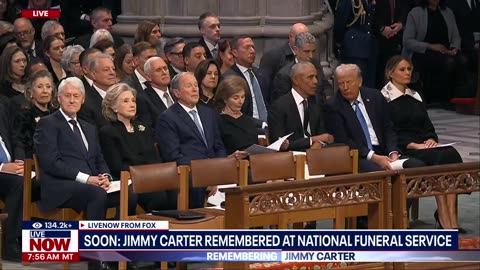 WATCH: Barack Obama and Donald Trump chatting as former presidents meet at Jimmy Carter funeral