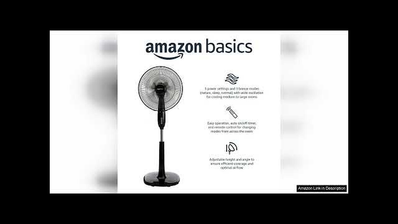 Amazon Basics 16-Inch Pedestal Floor Fan with Oscillating Blades, Remote Control, Timer, Review