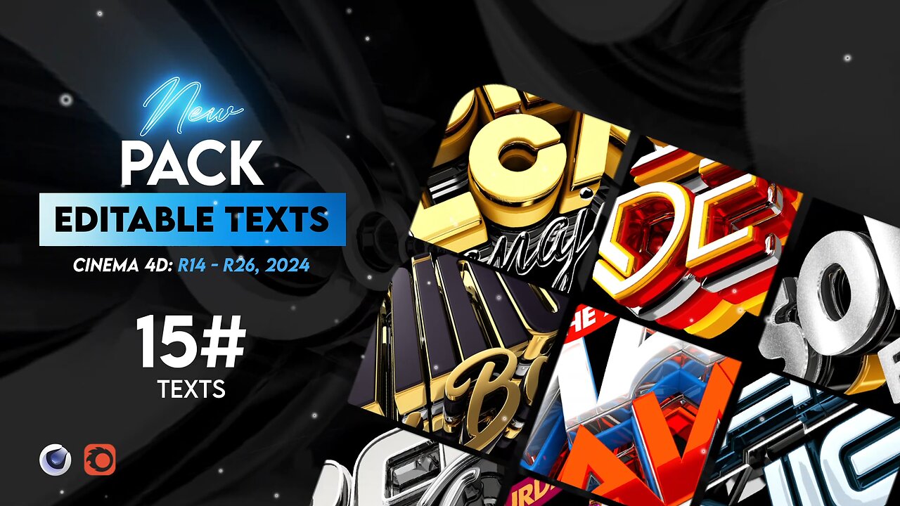 Pack #15 Of Editable Text Cinema 4D R14 - R25, 2024 | No Plugins