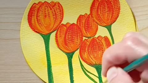 Easy Painting of Tulip flowers