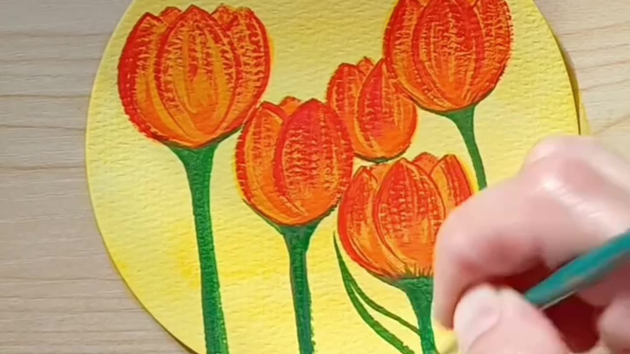 Easy Painting of Tulip flowers