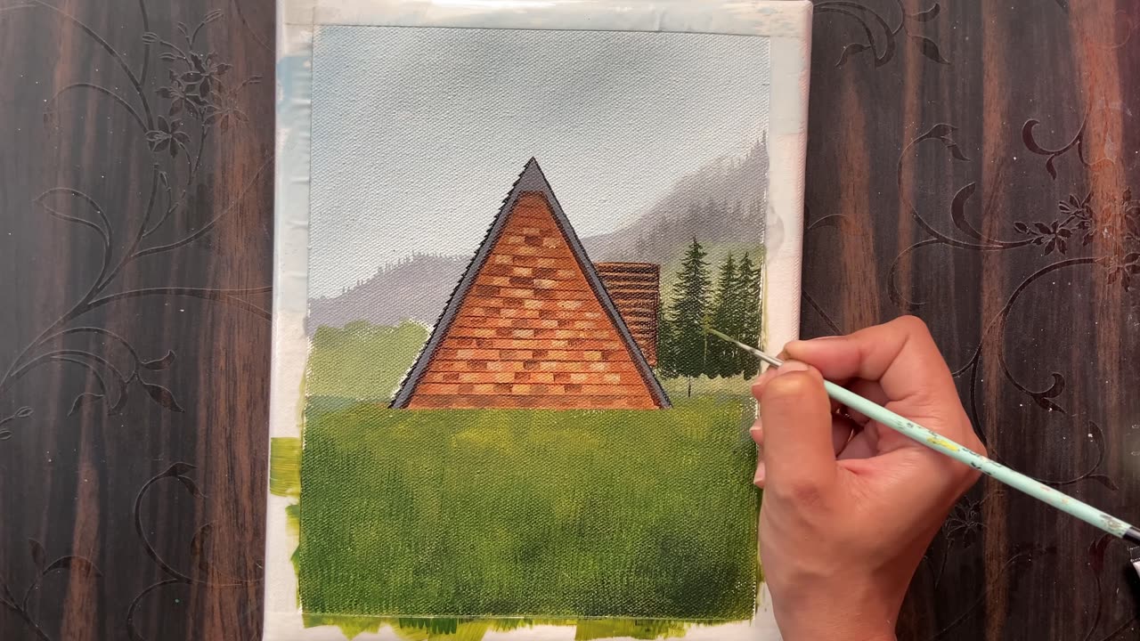 Little house in the forest _easy landscape painting _step by step tutorial _# 7