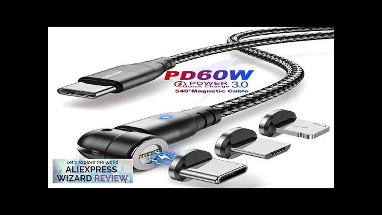 USLION PD 60W 3A Fast Charging Magnetic Cable 540° Rotate Micro USB Review