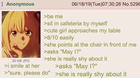 Anon Gets Approached by a Cute Girl in the Cafeteria... | 4Chan Greentext Stories