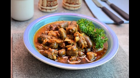 Chicken heart goulash