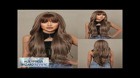 HAIRCUBE Brown Mixed Blonde Synthetic Wigs with Bang Long Natural Wavy Hair Review