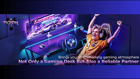 MOTPK Small Gaming Desk with LED Lights & Power Outlet