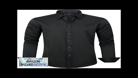 J.VER Men's Dress Shirts Solid Long Sleeve Stretch Wrinkle-Free Formal Shirt Business Review