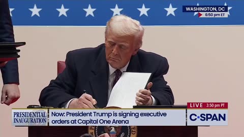 President Trump signs slate of executive orders undoing Biden policies in front of massive crowd