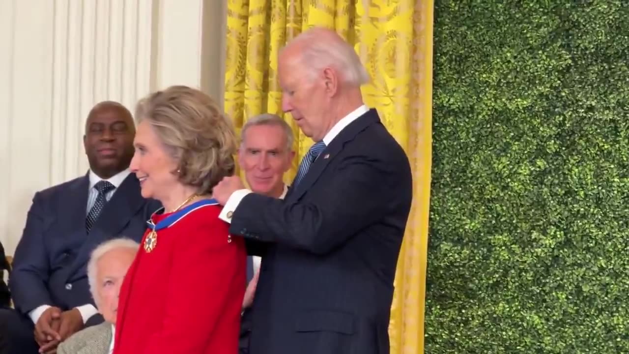 President Biden awards Hillary Clinton the Presidential Medal of Freedom.