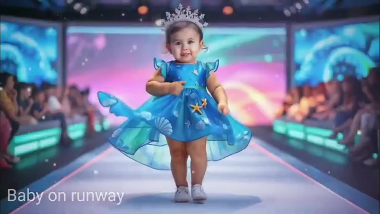 Baby on runway: cute baby fashion show ramp walk #cute #babyfashion #aibaby #baby