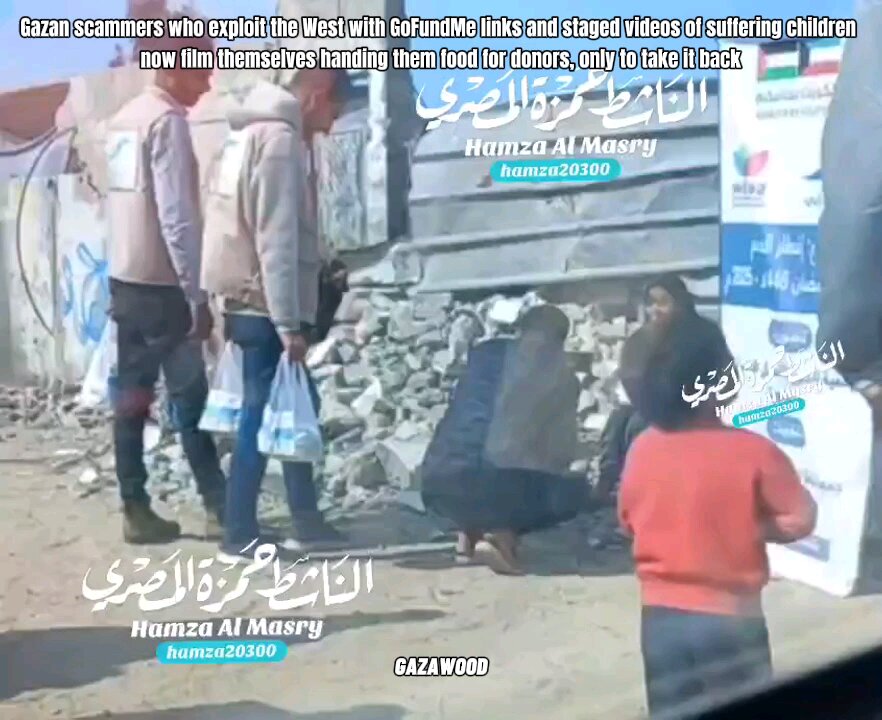 "Aid workers" in Gaza - Hand food to children just so they can film it - Then take it back!