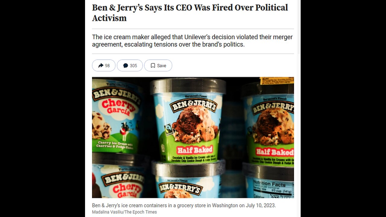 Ben & Jerry's Fires Their CEO for Being a Political Activist