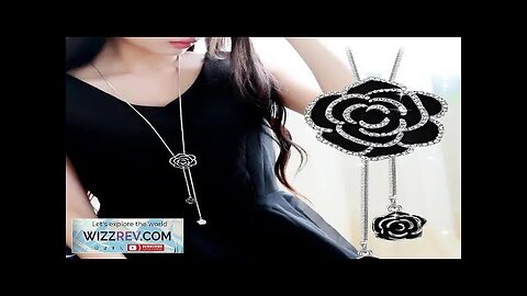 Fashion Black Rose Flower Long Necklace Sweater Chain Metal Crystal Pendant Necklaces Review