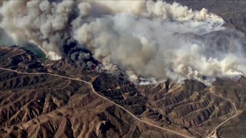 The Hughes Fire near Castaic, California, has spread to more than 2,000 acres.