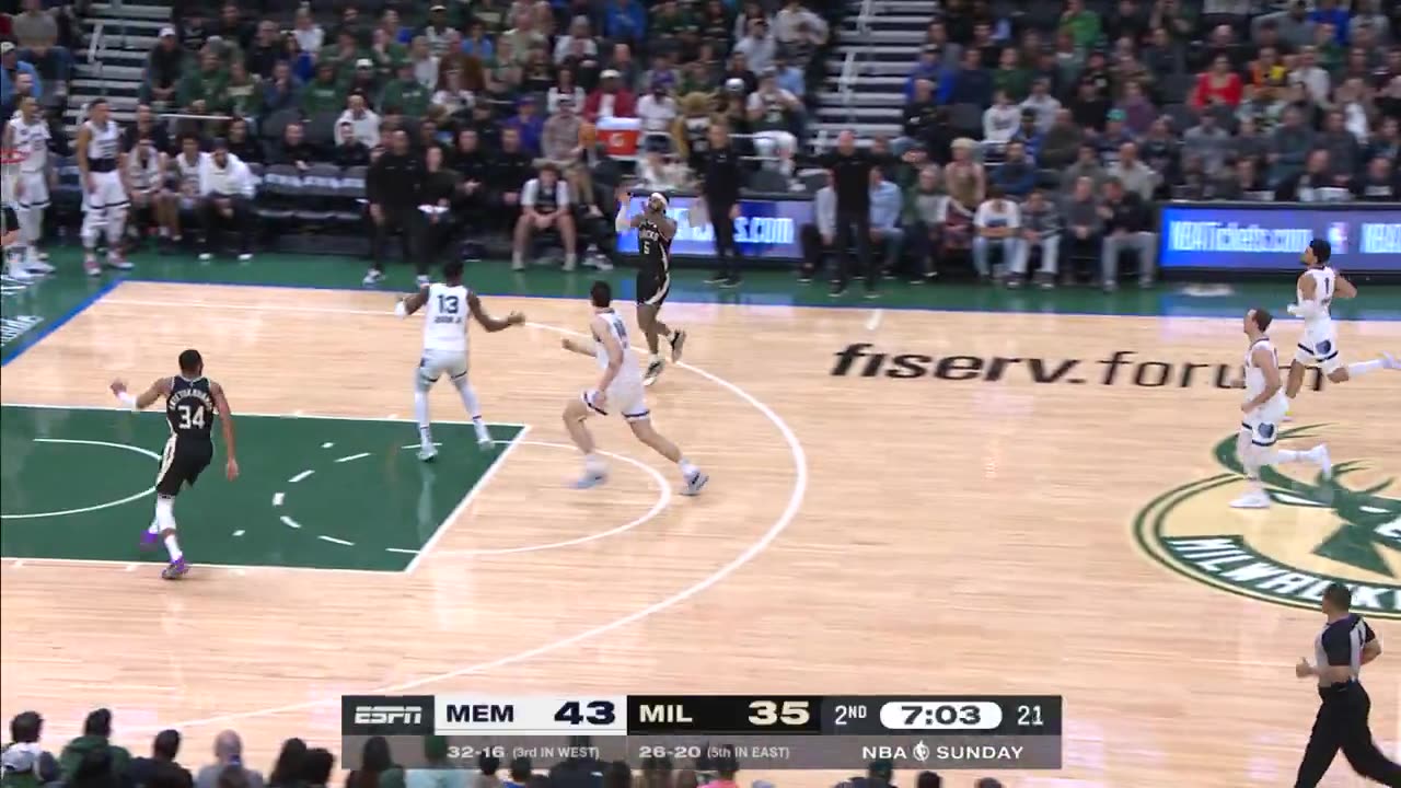 NBA - Scotty Pippen Jr. RACES up the floor for 2. Giannis follows it up with the alley-oop slam.