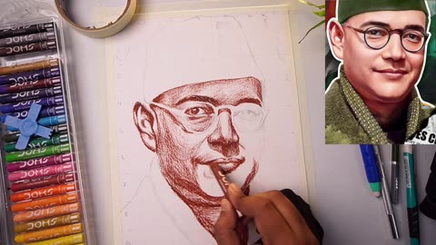 Netaji Subhash Chandra Bose Drawing, Netaji Drawing, Oil Pastel Drawing Tutorial 😍