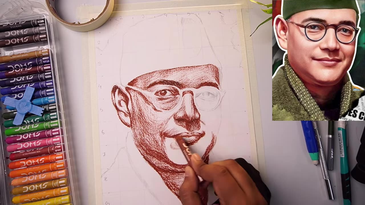 Netaji Subhash Chandra Bose Drawing, Netaji Drawing, Oil Pastel Drawing Tutorial 😍