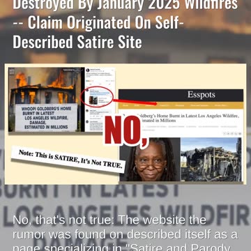 Fact Check: NO Evidence Whoopi Goldberg's Los Angeles Mansion Was Destroyed By 2025 Wildfires