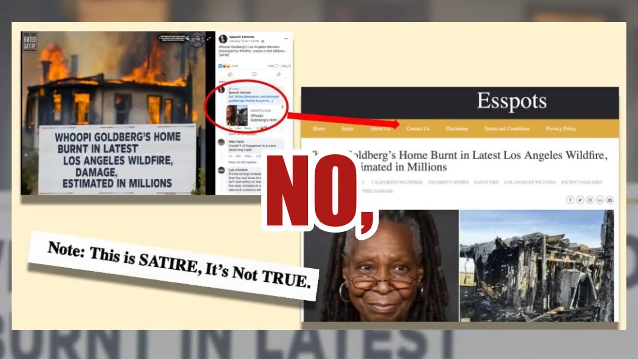 Fact Check: NO Evidence Whoopi Goldberg's Los Angeles Mansion Was Destroyed By 2025 Wildfires