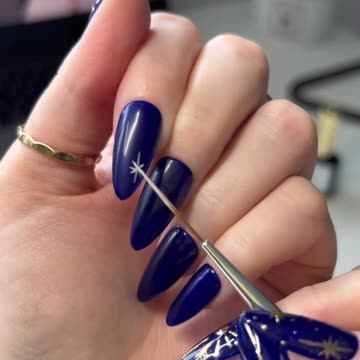 Gold chrome nails ｜ Royal blue nails 💙 Cosmic nails