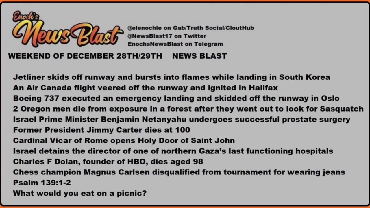 Weekend of December 28/29, 2024 News Blast