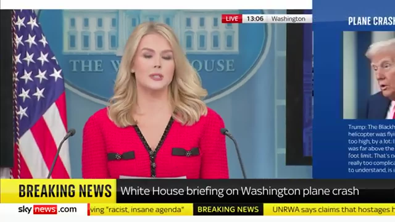 The White House Press Secretary delivers briefing on Washington plane crash